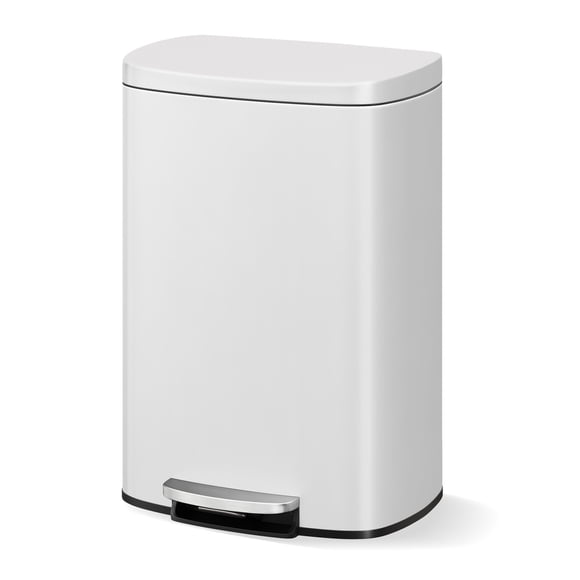 Step-on Stainless Steel Kitchen Trash Can - 13 Gal / 50 L Large Capacity, Rustproof Metal Garbage Bin with Soft Close Lid, Removable Inner Bucket & Rear Handle