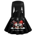 thumbnail image 2 of Women's Casual Fashion Printed Retro Square Neck Long Sleeve Dress with Merry Christmas AI Design, Fall and Winter Dress for Holiday Events and Daily Comfort,Black,L, 2 of 4