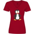 thumbnail image 3 of Inktastic Cute Penguin, Penguin With Red Bow Tie Women's V-Neck T-Shirt, 3 of 5