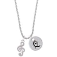 thumbnail image 1 of Delight Jewelry Silvertone Rounded Clef Silvertone Script Initial Disc - Q - Charm Necklace, 20"+3", 1 of 4