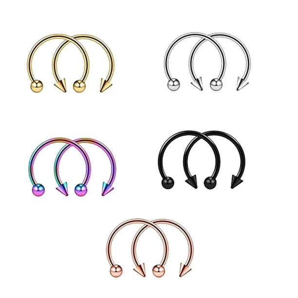 1 piercings circulares de acero inoxidable con forma de herradura para nariz, trago, labio y oreja. 1 mm