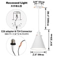 thumbnail image 4 of FSLiving Can Recessed Mounted Pendant Light Compatible E26 Adapter for 4/5inches Holes Full Spectrum 15W LED Plant Grow Recessed Light Adjustable Wire Length Conversion Kit White for Indoor Plant, 4 of 9