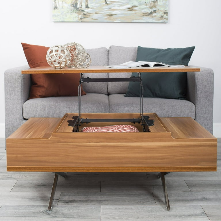 Denson Melamine Veneer Wood Hidden Storage Lift Top Coffee Table Lift Top Overall 16