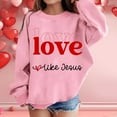 thumbnail image 2 of Girl's Love Prints Sweatshirt Crewneck Long Sleeve Cute Valentine's Day Pullover Hoodless Tops for Child A-Pink 5-6 T, 2 of 5