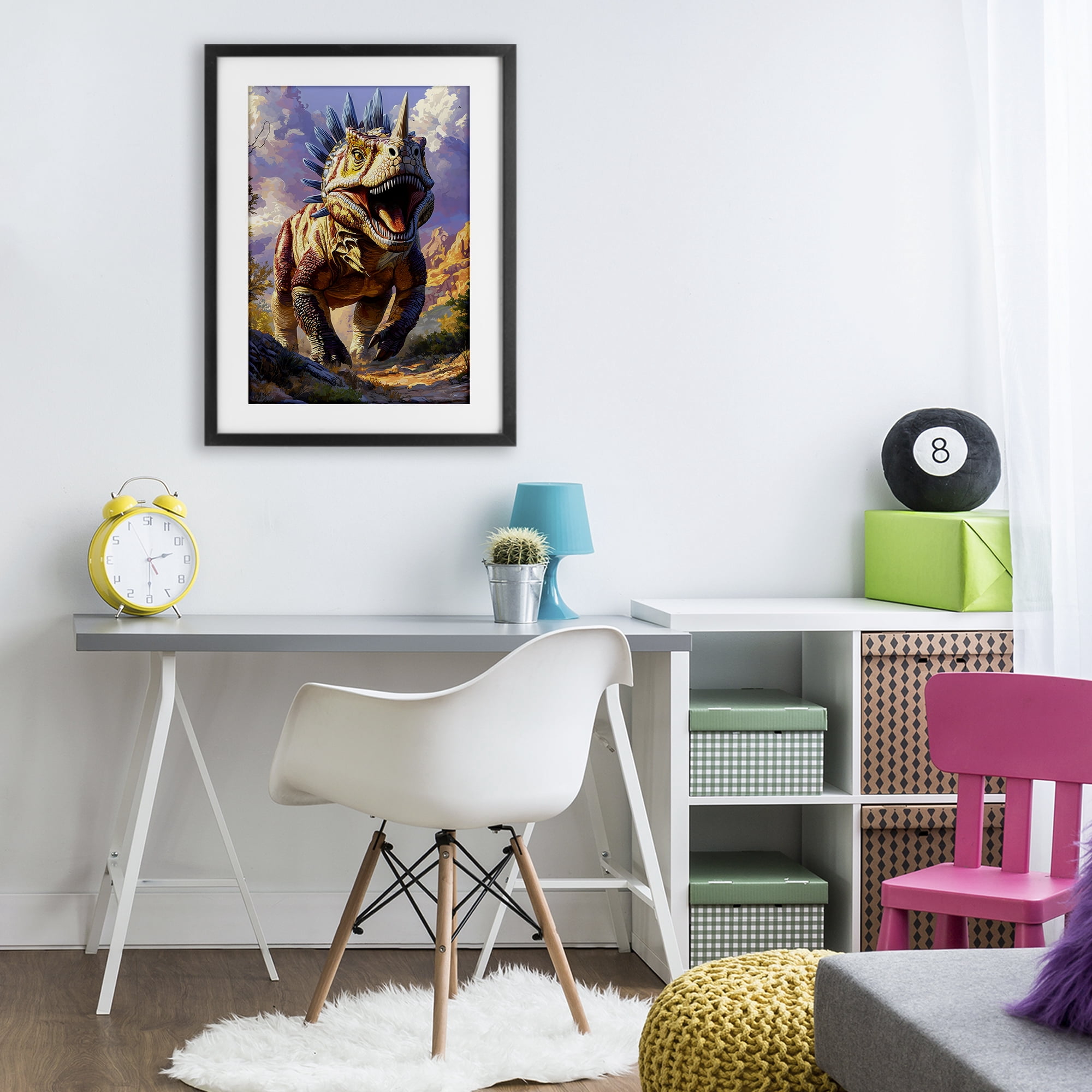 Stupell Industries Fierce Horned Dinosaur Black Framed Print Under Glass, design by Creative Studio