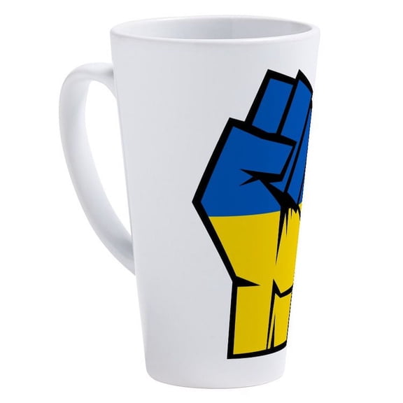 CafePress - Stand With Ukraine - 17 Oz White Ceramic Latte Mug
