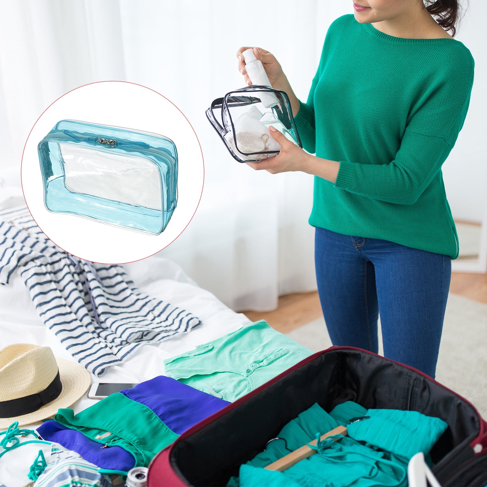 Unique Bargains 6.7'x2.4'x4.7' PVC Clear Travel Toiletry Bags