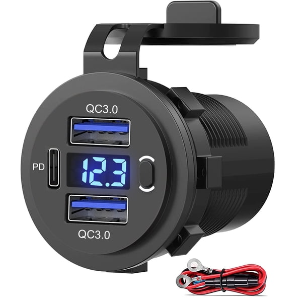 Enchufe de cargador de coche SUTNSCW Dual USB Quick Charge 3.0 y PD