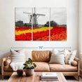 thumbnail image 2 of Elephant Stock Windmill Tulip Pop Wall Art - Horizontal Multi Panel Canvas - Hallway Wall Decor - Nature Multi Panel - Red And Black Decor - 65" x 42", 2 of 4