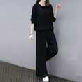 thumbnail image 2 of Women Plus Size Long Sleeve T-Shirts + Wide Leg Pants 2 Pieces Set M-3XL, 2 of 6