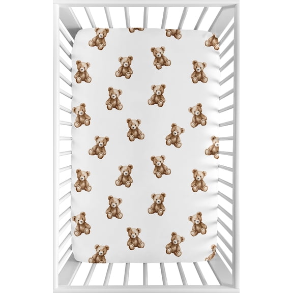 Sweet Jojo Designs Boho Teddy Bear Boy, Girl, Unisex/Gender Neutral Mini Fitted Crib Sheet