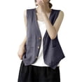 thumbnail image 2 of Endives Womens Cotton Linen Vest Casual Vest Top Outerwear Vest Stylish Short Vest Top Summer Grey, 2 of 5
