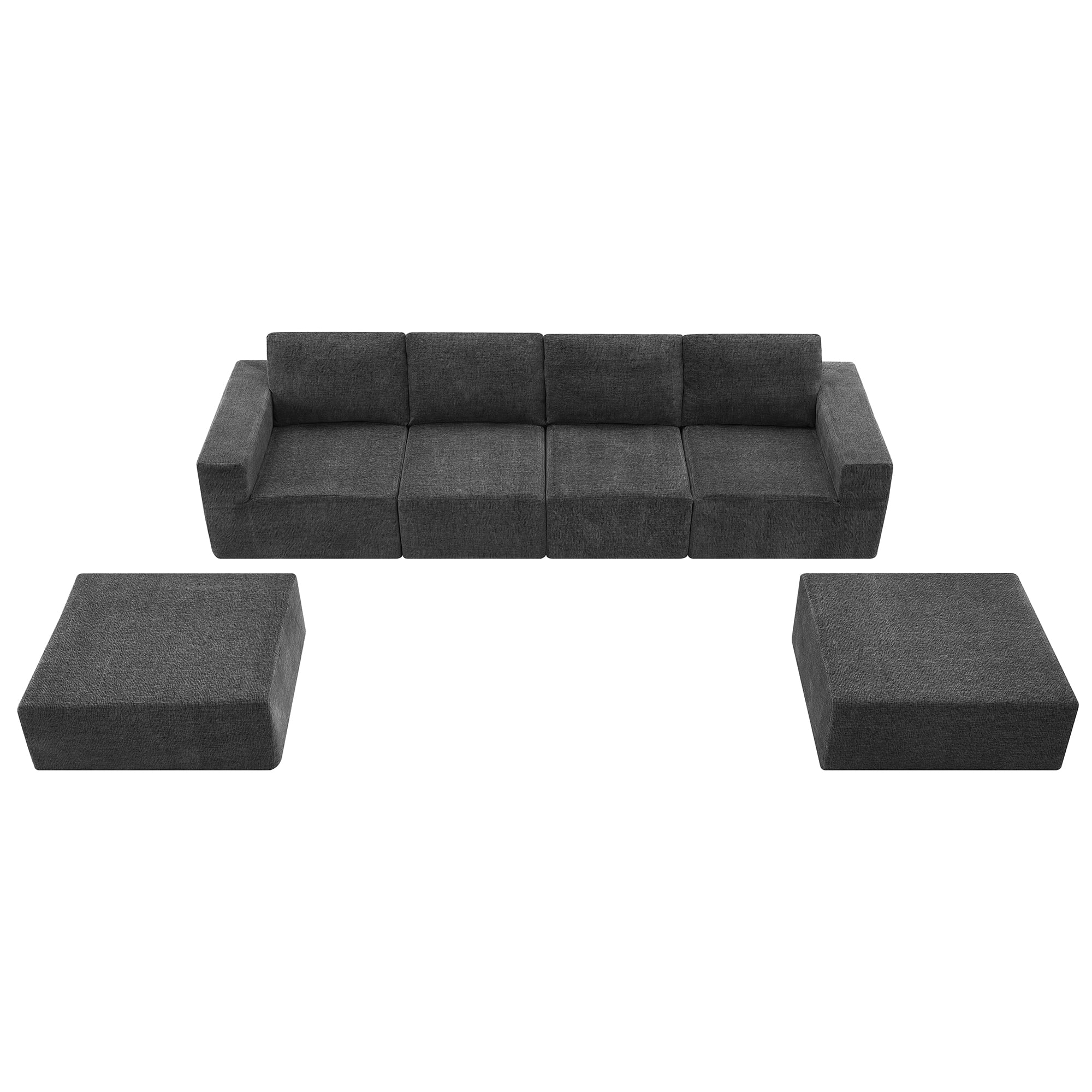 MAYEERTY 110x72" Modular U-Shaped Sectional Sofa - Luxury Chenille Floor Couch with Ottomans/Deep Seat, No Assembly for Living Room/Bedroom, 3 Colors