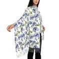 thumbnail image 5 of Cauagu Blue Flax Flowers Print Women Wrap Shawl tassels Scarves Retro Scarf 77.6"X28.3", 5 of 8