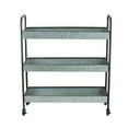 thumbnail image 2 of Benjara 40" Metal Rolling Cart- 3 Tier Shelves- Caster Wheels- Galvanized Gray, 2 of 3
