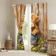 thumbnail image 3 of Feelyou Kawaii Highland Bull Black Out Curtains, Rustic Groovy Flower Curtains Pack of 2 (42x63 Each), Cartoon Rustic Animal Bedroom Curtains, Blackout Curtains Bedroom Decor, 3 of 6