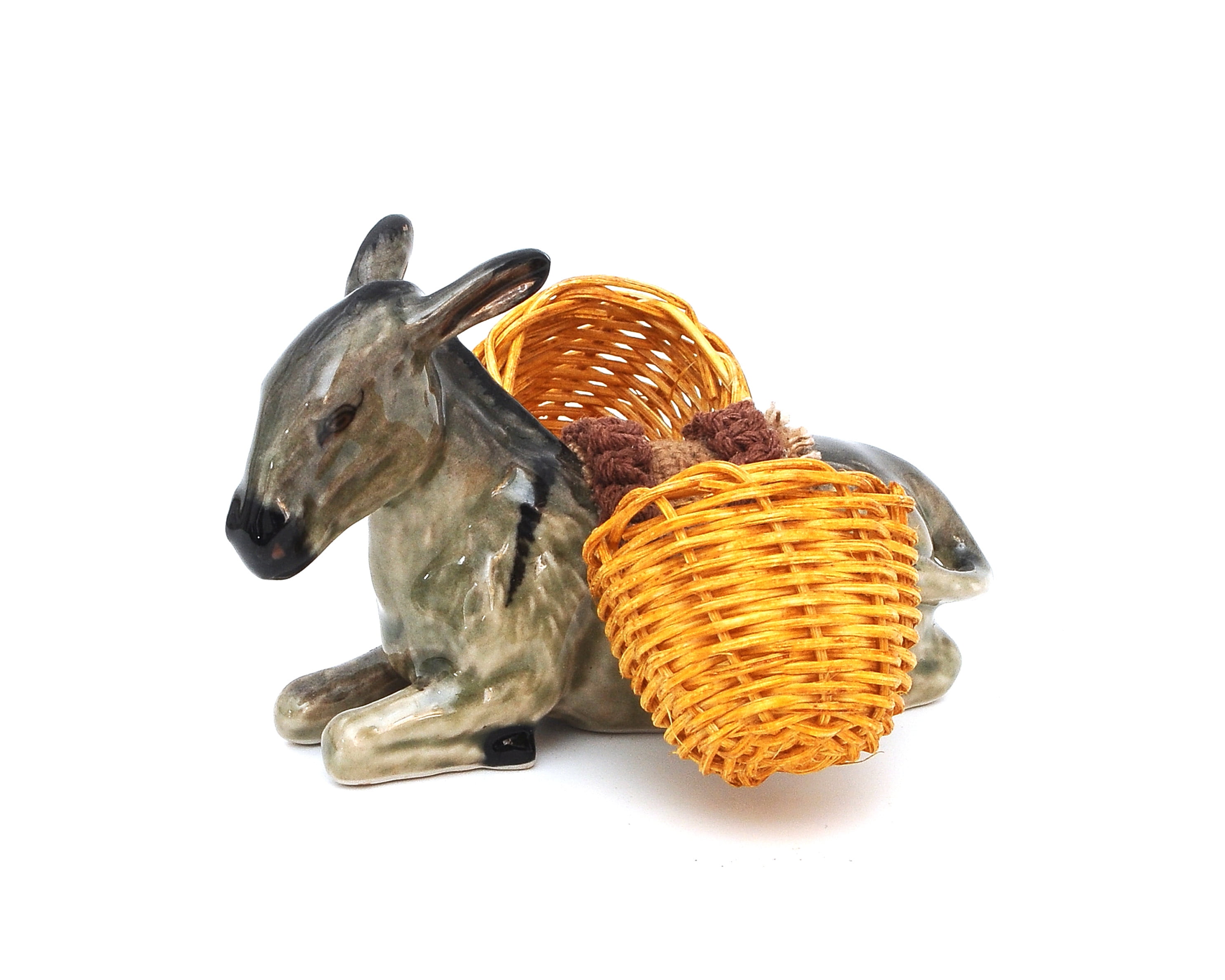 Handmade Miniatures Ceramic Sitting Donkey Figurine Animals Décor