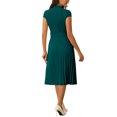 thumbnail image 4 of MODA NOVA Juniors Pleated Dress Mock Neck Cap Sleeve Belted A-Line Dresses, 4 of 6