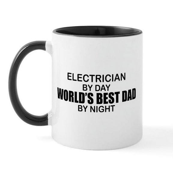 CafePress - World's Best Dad Electrician Mug - 11 oz Ceramic Mug - Novelty Coffee Tea Cup