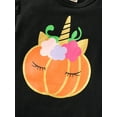 thumbnail image 3 of Qiylii 3Pcs Girls Halloween Clothes Set, T shirt, Striped Leggings+Yarn Skirt, 3 of 9