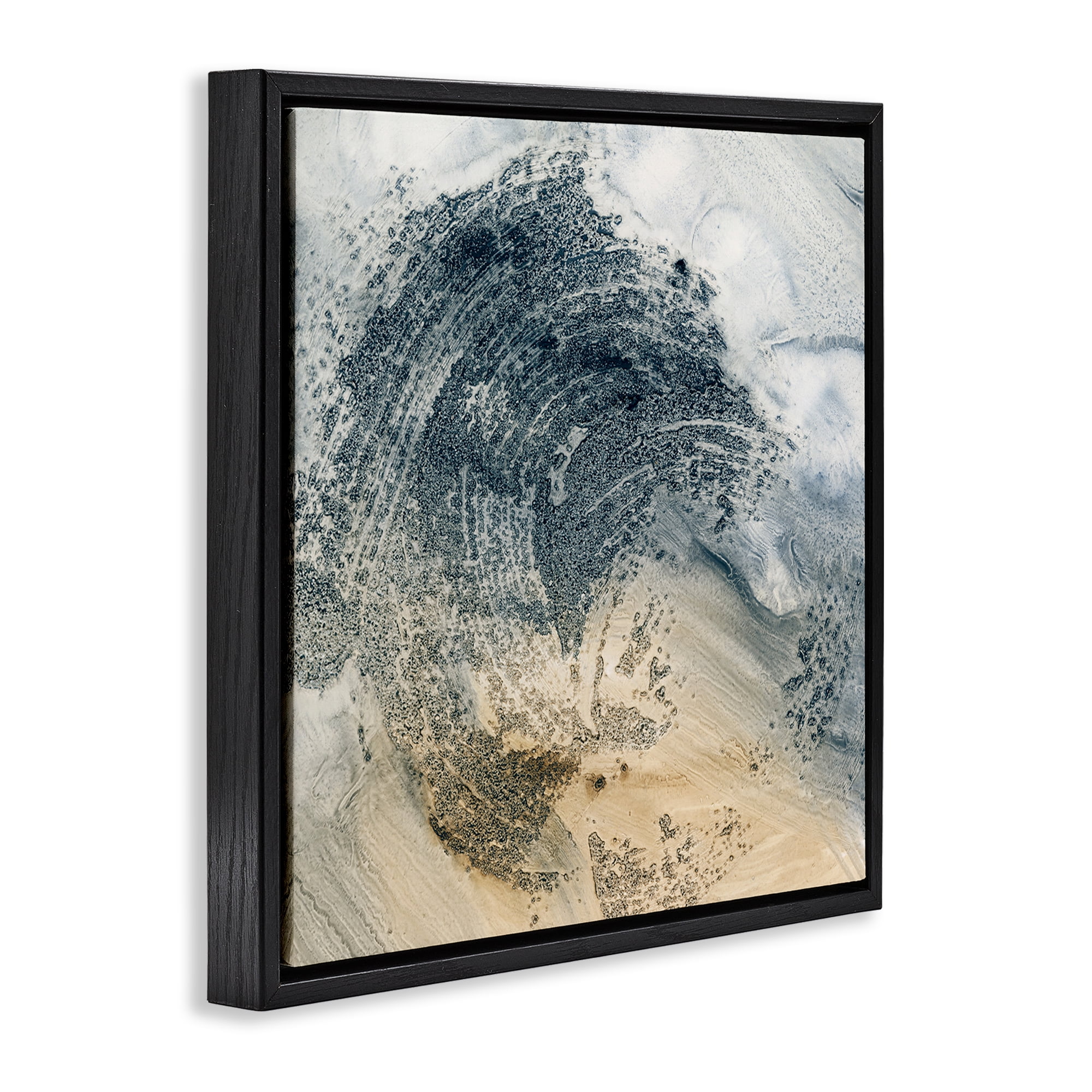Stupell Industries Brushed Abstract Paint Abstract Painting Black Floater Framed Canvas Art Print Wall Art, 18 x 18