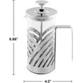 thumbnail image 3 of OVENTE French Press Coffee Maker 12 Ounce with Heat Resistant Borosilicate Glass, Stainless Steel Design and 4-Level Filter System, Portable Cold Brewer Pot for Travel, Camping or Gift, Silver FSD12P, 3 of 9