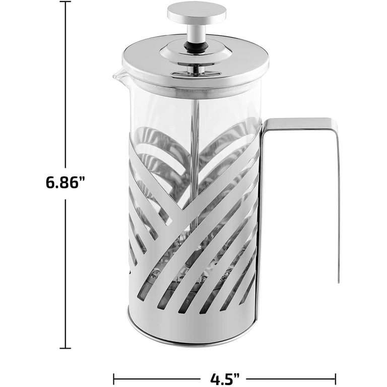 OVENTE 27 Ounce French Press Coffee & Tea Maker, Portable Pitcher with  Scoop, Silver FSS27P