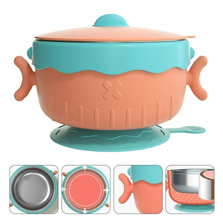 GAXIRE Pink Baby Suction Bowl with Durable PP, Stainless Steel, and TPE Tableware for Infant Use - 1 Piece