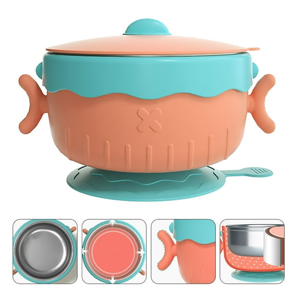 GAXIRE Pink Baby Suction Bowl with Durable PP, Stainless Steel, and TPE Tableware for Infant Use - 1 Piece
