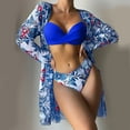 thumbnail image 2 of up to 30% off Usmixi Swimsuits for Women High Waist Bikini Sets Bathing Suits with Cover Up Cardigan Long Sleeve V-Neck Floral Swimwears 3 Pieces Swimsuits Blue L Up to 65% off, 2 of 4