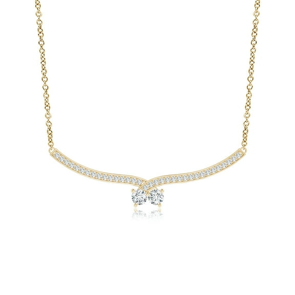 ANGARA Lab Grown Double Diamond Cherry Necklace for Women in 14K Yellow Gold (Size-3.2mm| Color-F-G| Clarity-VS) | April Birthstone, Anniversary, Jewelry Gift for Women | Lab-Grown Diamond Necklace