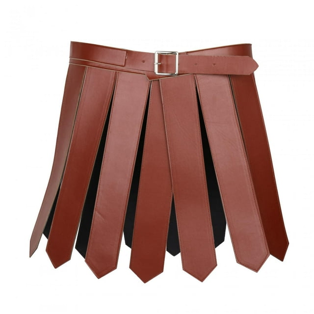 Falda de gladiador romano con cinturón medieval de piel sintética ajustable para fiestas rave (38 cm) marrón