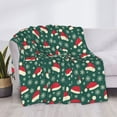 thumbnail image 3 of Uemuo Santa Hat Joy Green Festive Printed Throw Blanket for Couch, Fluffy Fuzzy Blankets for Bed, Sofa, Cozy Flannel Faux Fur Blanket-40"x30", 3 of 6
