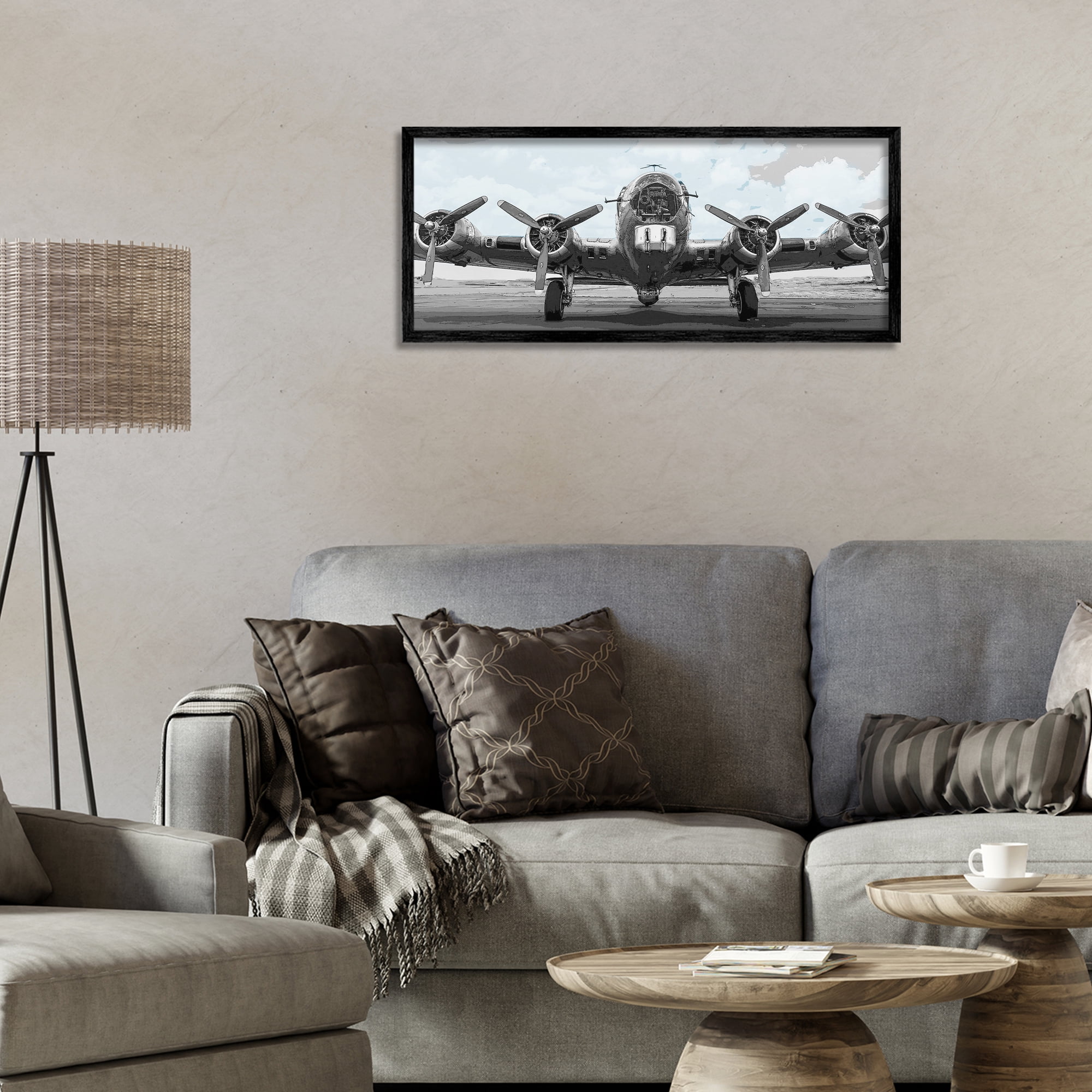 Stupell Industries Historic Aviation Aircraft Black Framed Giclee Art, design by Kim Allen