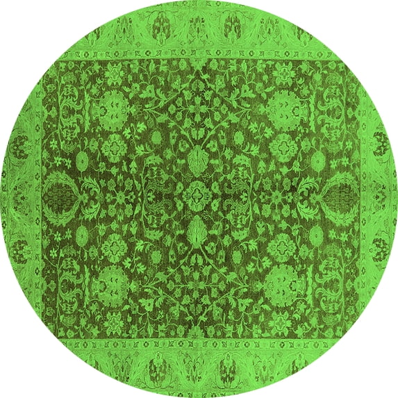 Ahgly Company Indoor Round Oriental Green Industrial Area Rugs, 8' Round