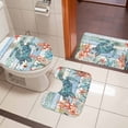 thumbnail image 5 of Coastal Turtle Bathroom Rugs Set Ocean Coral Seaweed Non Slip Absorbent Soft Bath Mats 3 Piece Set with Bathroom Rug, U-Shaped Floor Mat, Toilet Seat Cover Large Size, 5 of 9