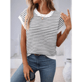thumbnail image 4 of Cap Sleeve Casual Striped Color Block Sweater White M, 4 of 7