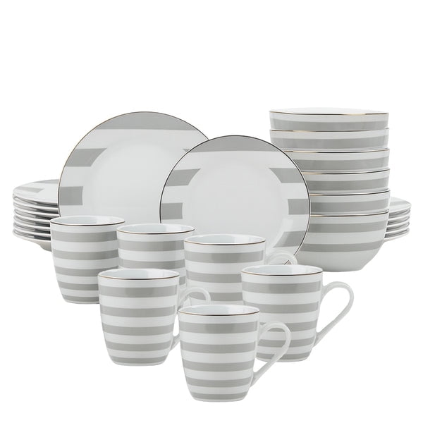 Vajilla Zéline para 6 Personas Ideen Cerámica Gris/Blanca 24 piezas