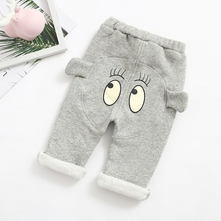 

Geire Baby Cute Leggings Plus Velvet Warm Trousers Solid Elastic Waist Casual Pants Size 6 Months-3 Years for Spring Fall Wear
