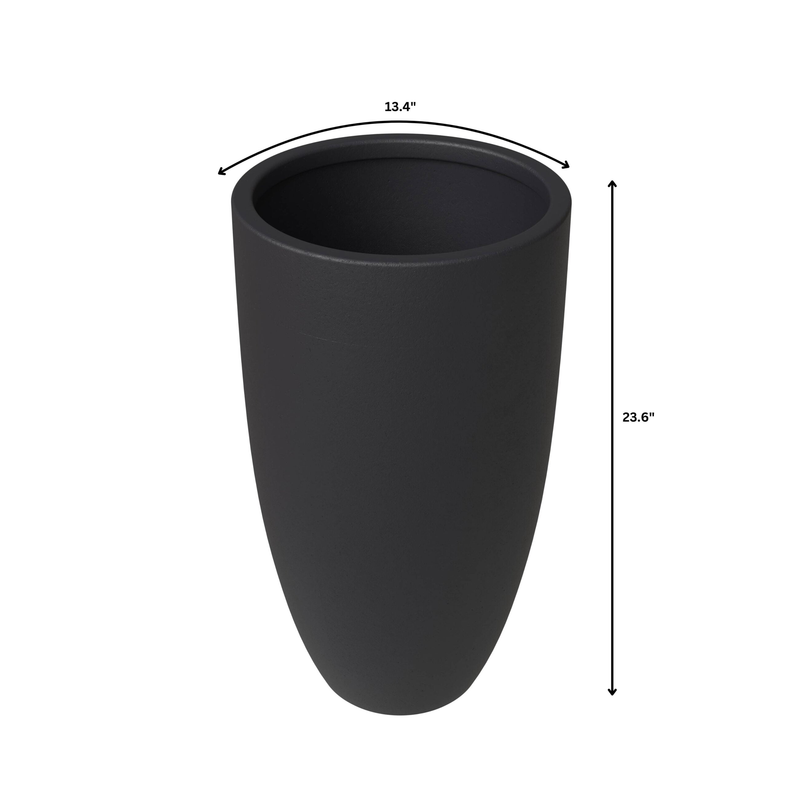 Leisuremod Crete Series Poly Stone Planter in Black 13.4 Dia, 23.6 High