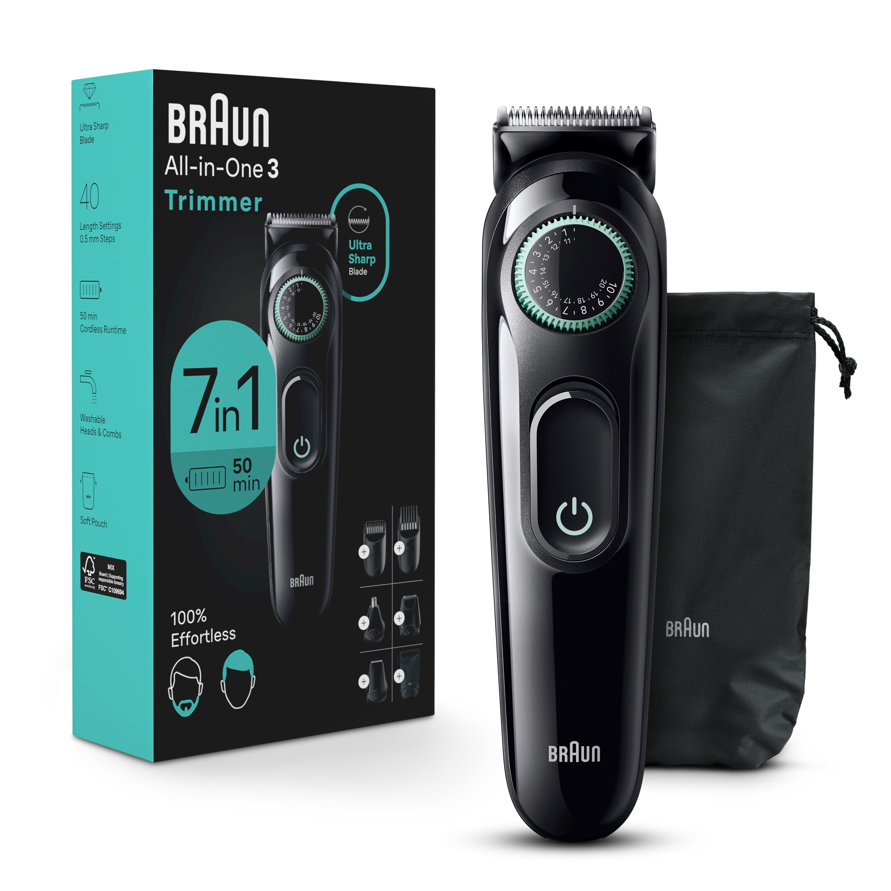 Braun Series 3 3470 All-in-One 8-in-1 Electric Grooming Kit with Beard Trimmer for Men