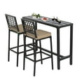 thumbnail image 7 of 3-Piece Outdoor Patio Bar Set, Bar Height Patio Dining Set, Weather-Resistant Bistro Counter Pub Set with Cushions & Slatted Tabletop for Backyard (Black, 47" Table and 2 "X stools), 7 of 7