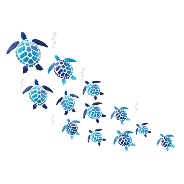 Jinsinto 12 Pieces Blue Sea Turtle Wall Stickers Decoration Wall Sticker Diy Wall Stickers For Kids Room