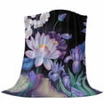 thumbnail image 6 of Vintage Flowers Blanket Soft Cozy Warm Twin Blanket for Bed, Plush Fuzzy Flannel Fleece Blankets for Sofa, Watercolor Abstract Purple Blue Floral Throw Blankets for Couch, Gifts for Men, 60"x80", 6 of 9