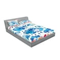 thumbnail image 2 of Ambesonne Modern Fitted Sheet & Pillow Sham Set, Rainy Clouds and Raindrops, Full, Blue Pink Orange, 2 of 2