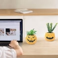 thumbnail image 5 of Mskk Mini Halloween Pumpkin Ceramic Plant Pot Decoration, 3.5" Small Pumpkin Face Succulent Planter, Flower Pot for Cactus, Tiny Indoor Desktop Plant Container, 5 of 9