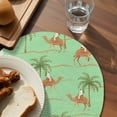 thumbnail image 3 of Desert Camels Round 13 Inch Placemats Set of 8, Tropical Date Palm Trees Animal Green HeatResistant Non Slip Place Mats for Dining Table, Wipeable Braided Kitchen Table Mats for Housewarming, 3 of 9