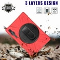 thumbnail image 4 of Dteck Shockproof Case for Samsung Galaxy Tab S7 FE Case (12.4 inch, 2021 Release) SM-T730/T736B, Kids Case 360 Rotating Stand Case Drop-Proof Protection with Hand Shoulder Strap - Red, 4 of 9