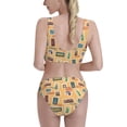 thumbnail image 5 of High Waisted Bikini Sets For Women, World Stamp Design Swimsuits Tummy Control, Two Pieces Bathing Suit, 5 of 8