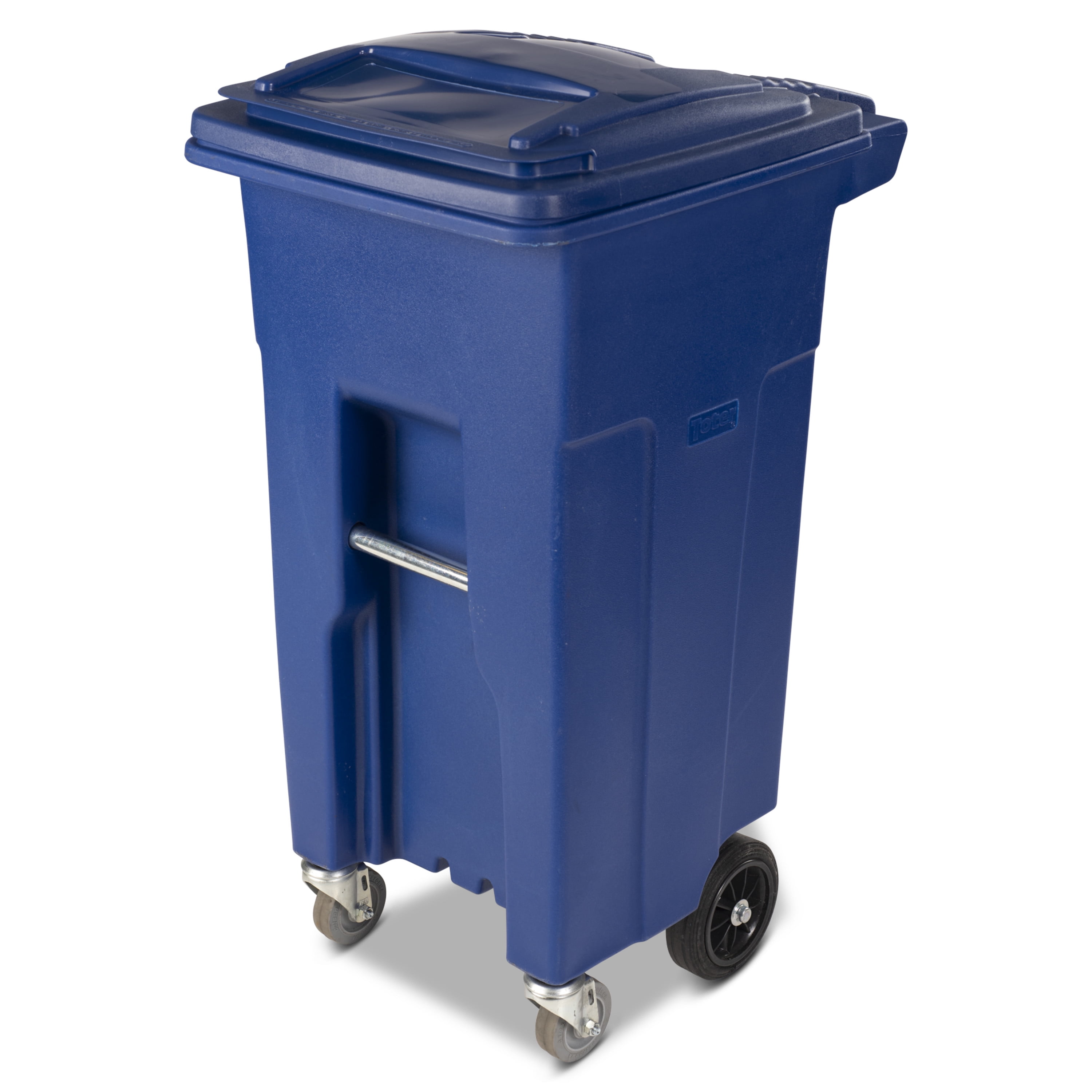 Toter 32 Gal. Blue Trash Can with Casters and Lid